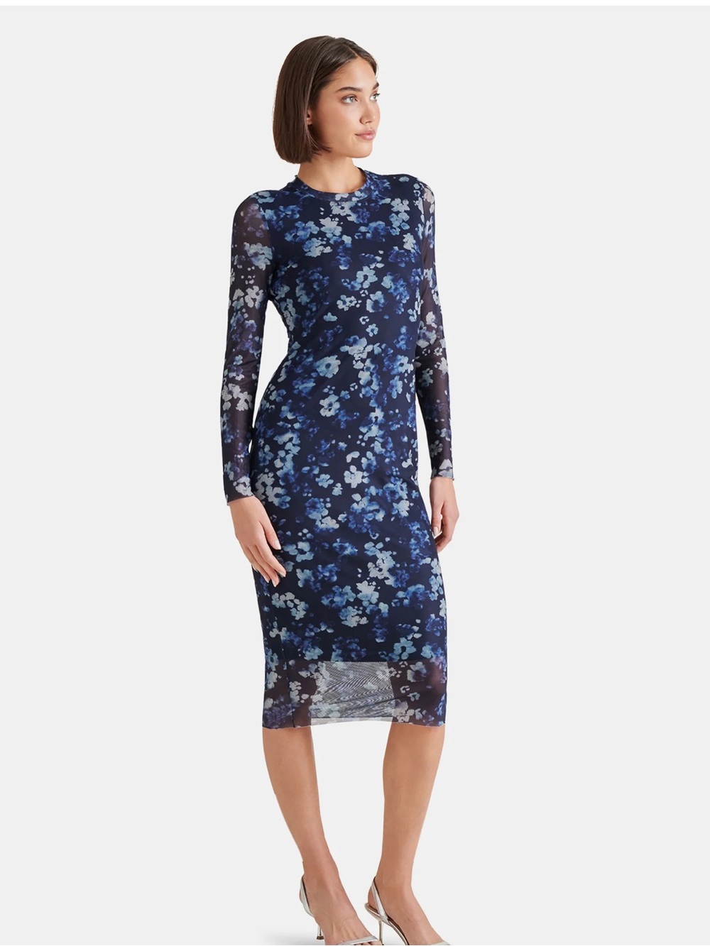 Steve Madden women HAILEE DRESS FLORAL INDIGO Sz XS